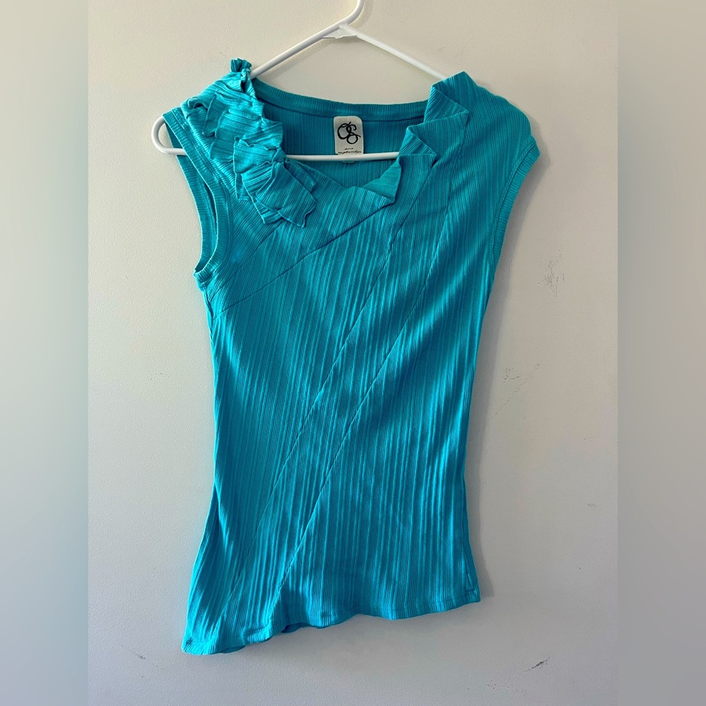 Anthropologie Teal A-Symmetrical Top